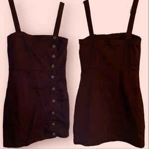 NWT Forever 21 Bordeaux stretch cotton twill burgundy maroon button front dress